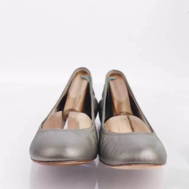 Vera Wang Lavender Women's Lillian Ballet Flats Size 10 Metallic Pewter Leather 3