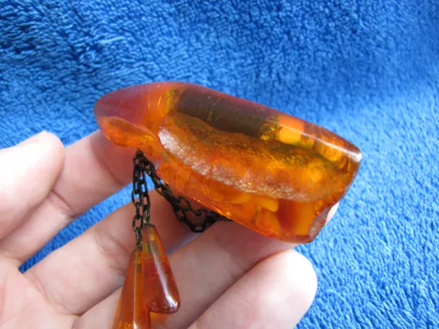 Natural Baltic amber 17 g large BIG pin Brooch charm polished  USSR gems gem