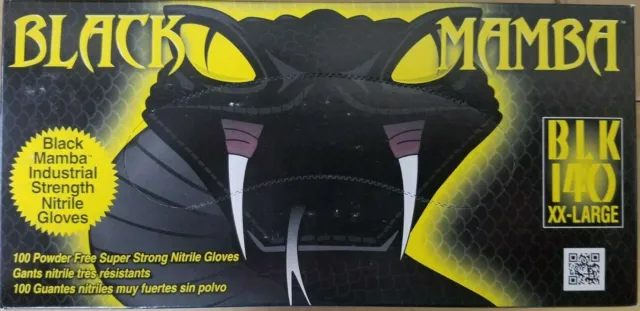 XX-LARGE Black Mamba Gloves 100/box; 2XL Disposable Nitrile Mechanic Glove; HVAC