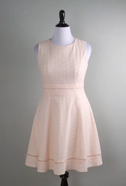 CALVIN KLEIN $129 Embroidered Eyelet Lined A-Line Tank Dress Size 12 Petite