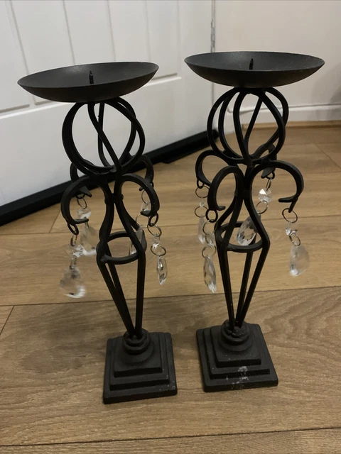 bellissimi candelabri antichi vintage ghisa neri x2 ottime condizioni