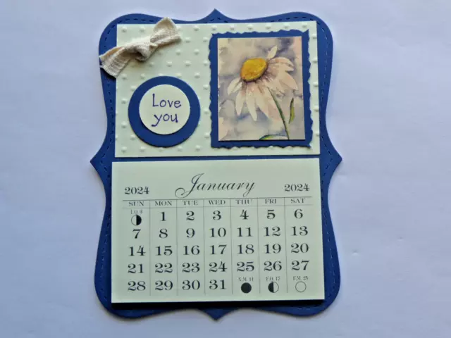 Daisy Flower Love You 2024 Mini Magnetic Calendar Monthly Tear Off Pages