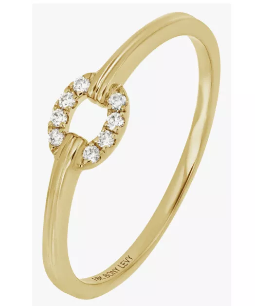 Nwt Bony Levy Varda 18K Yellow Gold Pave Diamond Link Ring Size 6
