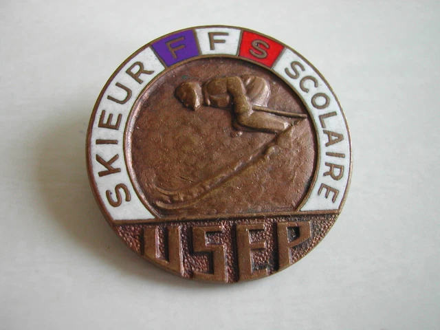 Ancien Insigne Ski USEP - Broche Vintage France - Sport Scolaire