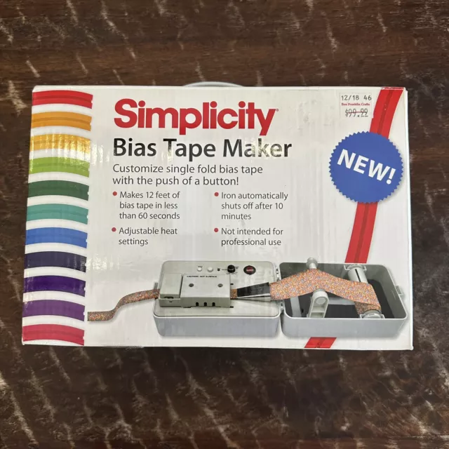 Simplicity 881925 Bias Tape Maker Brand New In Box Complete