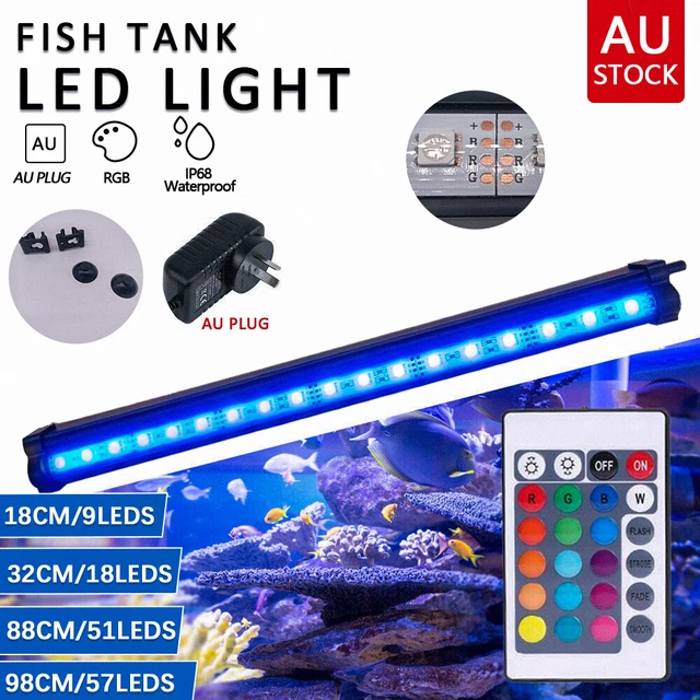 Long LED Aquarium Lights Air Bubble Fish Light Full Spectrum for Tank Underwater