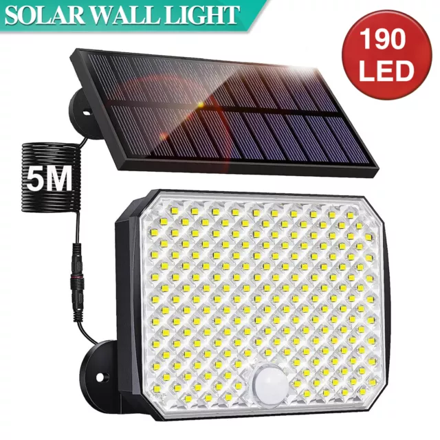 Solar Lights 190 LED PIR Motion Sensor Outdoor Garden Wall Security Flood Lamp