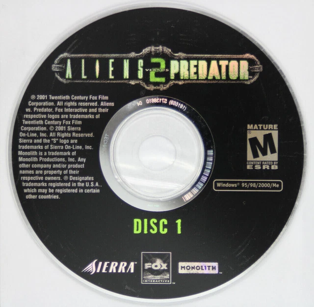 ALIENS VERSUS PREDATOR 2 Disc One PC Resurfaced Disc Only EUR 7,74 ...