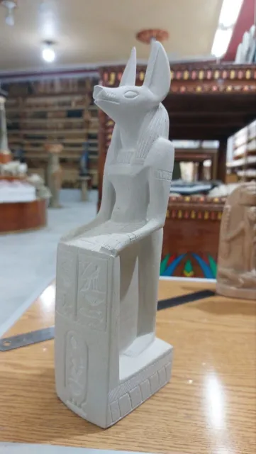 Unique Ancient Egyptian Anubis Handmade Statue Carved With Hieroglyphs Stone