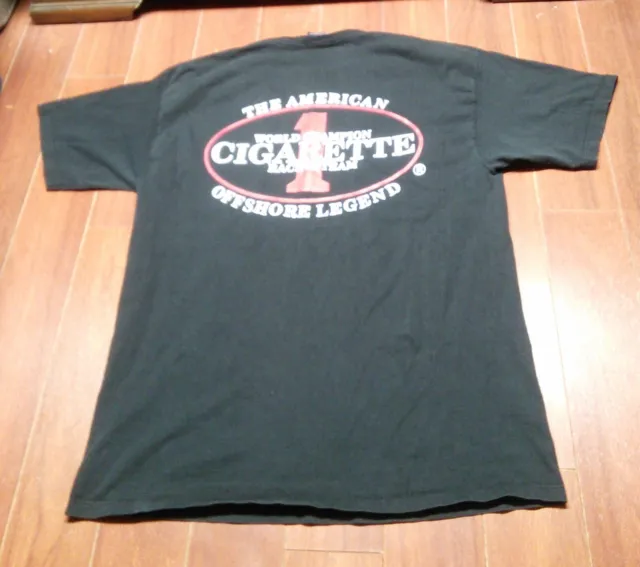 Vintage 90s Cigarette Boat Racing Team Shirt Logo Black Short Sleeve Sz L