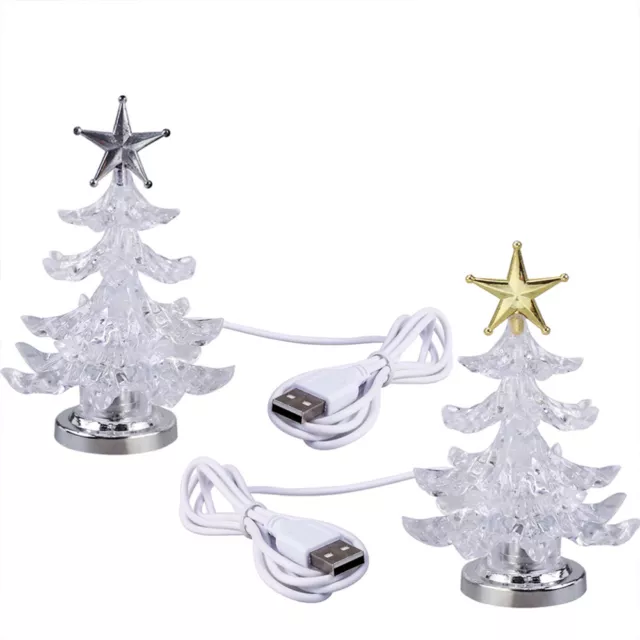 2 Pcs Glowing Tree Light up Lamp Lighted Christmas Portable