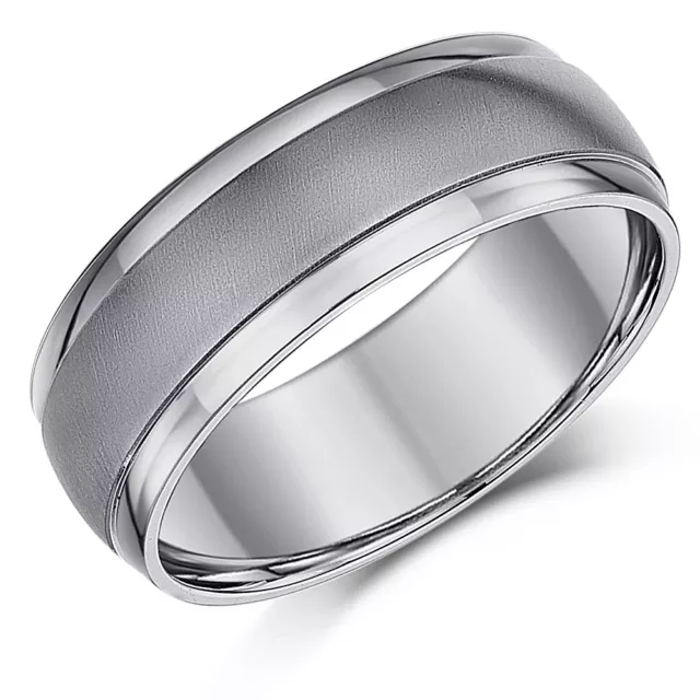 Titanium Matt & Polished Wedding Engagement Ring 7mm Band Men's/Ladies Band
