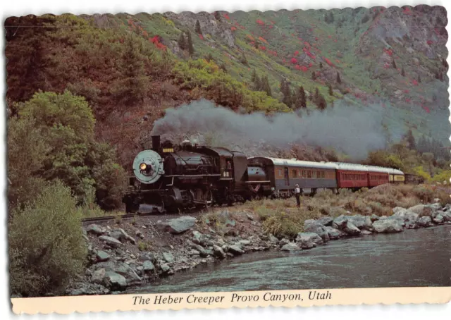 Provo Canyon Utah UT Continental Size Postcard 1973 The Heber Creeper Locomotive