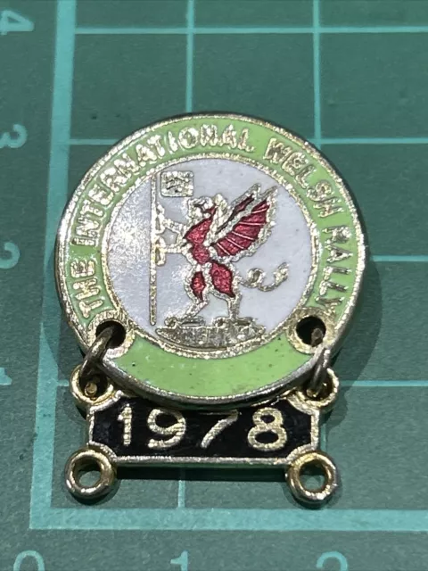 The international Welsh rally motorcycle pin badge with 1978 bar