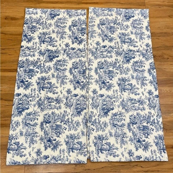 Juego de DOS cenefas de lona Waverly Blue 16x 76" bolsillo de caña