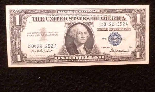 ** $1 Dollar Bill** Silver Certificate** 1957A Series **Uncirc. Mint Condition