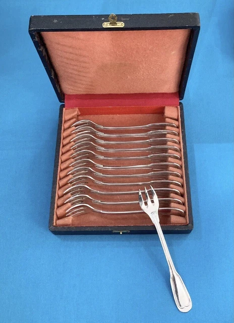 12 fourchettes 1900 Modèle Filet métal argenté avec écrin | Métal