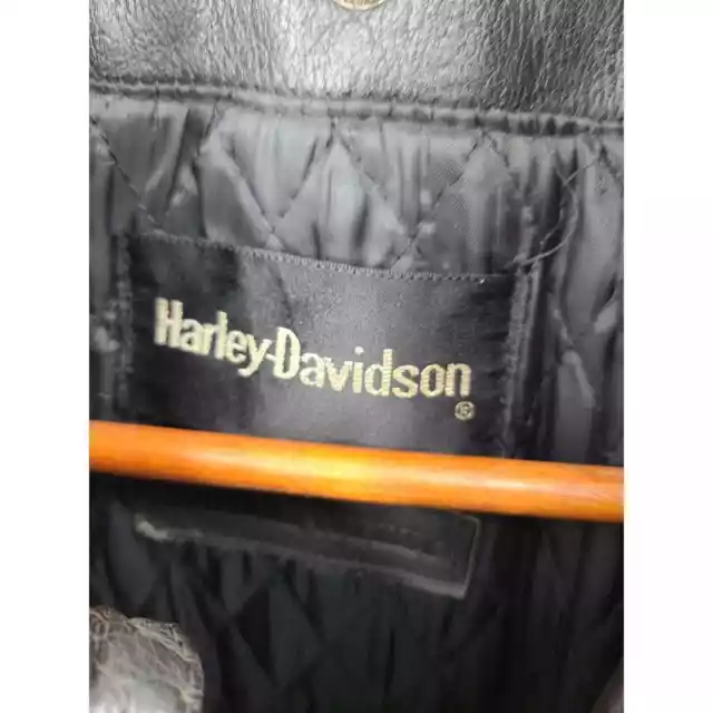 VINTAGE HARLEY DAVIDSON Leather Jacket Biker Size 40 Tall Motorcycle ...