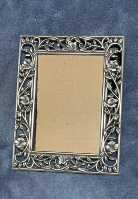 Ornate Vintage Pewter Picture/Photo Frame Gunmetal Gray Roses Decorel