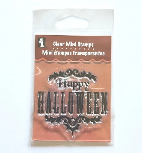 HAPPY HALLOWEEN Inkadinkado Clear Acrylic Stamps holiday Gothic bg136 HAPPY HALLOWEEN Inkadinkado Clear Acrylic Stamps holiday Gothic bg136