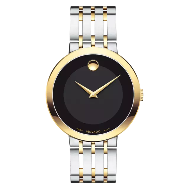 *BRAND NEW* Movado Men's Esperanza Black Dial & Two-Tone Bracelet Watch 0607058