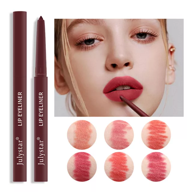 6 Colors Matte Lipstick Pen Set Waterproof Lip Liner Pencil Long Lasting Make Up