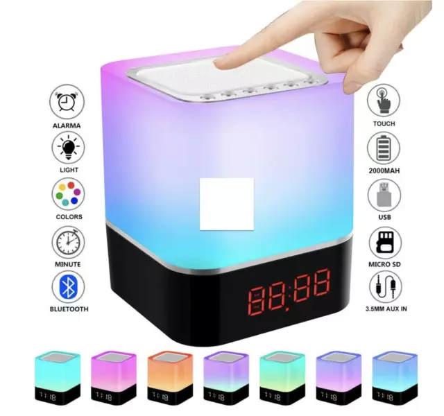 LED Touch Night Light, Bluetooth Speakers Portable Wireless Speaker, Alarm Clock