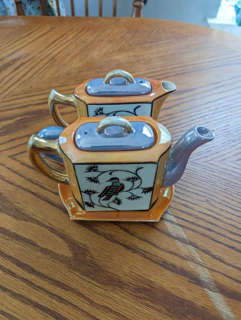 Vintage Luster-ware Demitasse Tea pot and creamer w/ tray  Occupied Japan