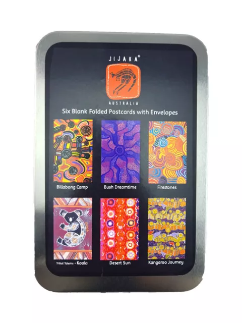 Jijaka Aboriginal Dot Art Folded Postcard Giftcard Set (6) - Tin Gift Box