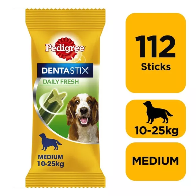 112 Pedigree Daily Dentastix Fresh Dental Sticks Dog Treats Medium Dog Chews