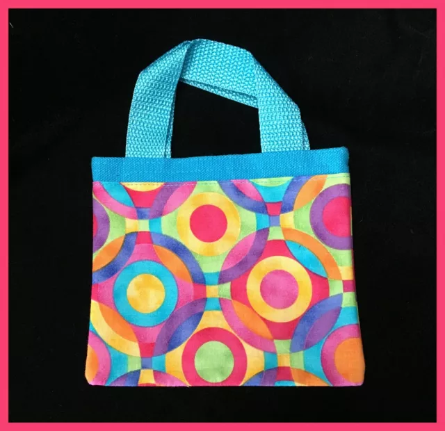 Children's Mini Circle Theme Blue Bag /purse 100% cotton - Free Shipping