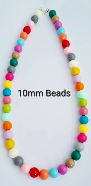 thumbnail image 2 of Natural Multi-Color Jade Round Bead Necklace - 6/8/10/12mm Beads - 18 Or 36 Inch - Unbranded 2 of 3