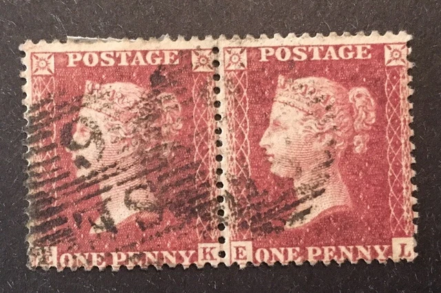 GB Queen Victoria "1d Penny Red's" VFU Pair stamps  LH