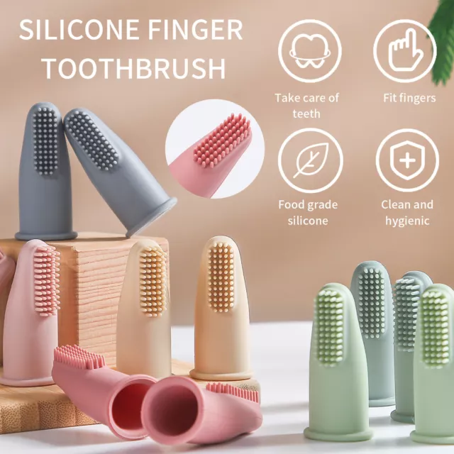 Baby Kid Finger Toothbrush BPA Free Soft Silicone Infant Tooth Teeth Clean Brush