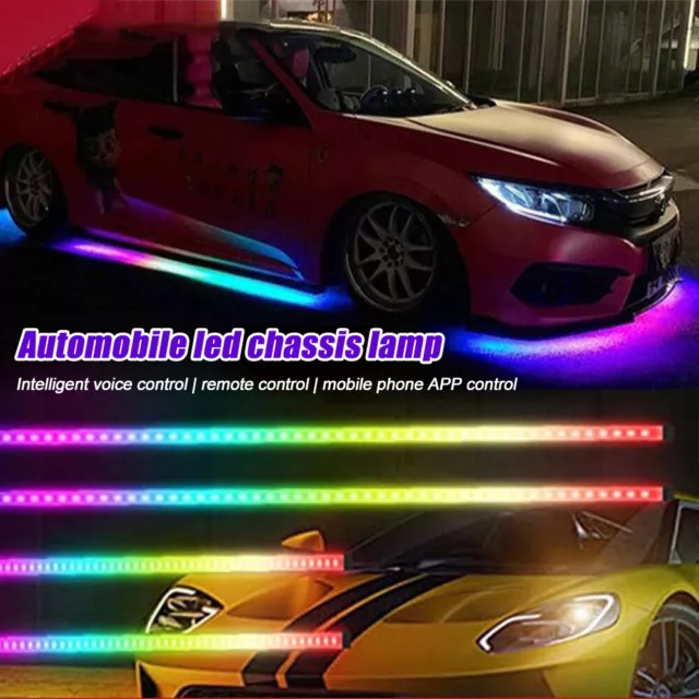 4x RGB LED Under Car Tube Strip Underglow body Neon Light Kit Phone App Control