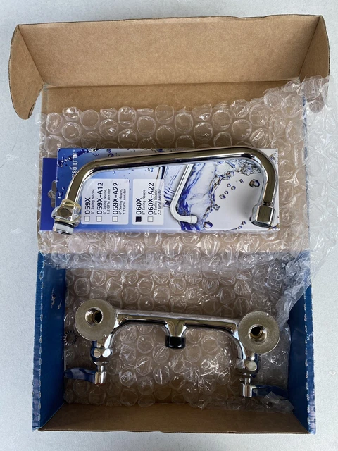 T&S Brass B-2414 - Double Pantry Faucet, Wall Mount, 8" Centers, 8" Swing Nozzle