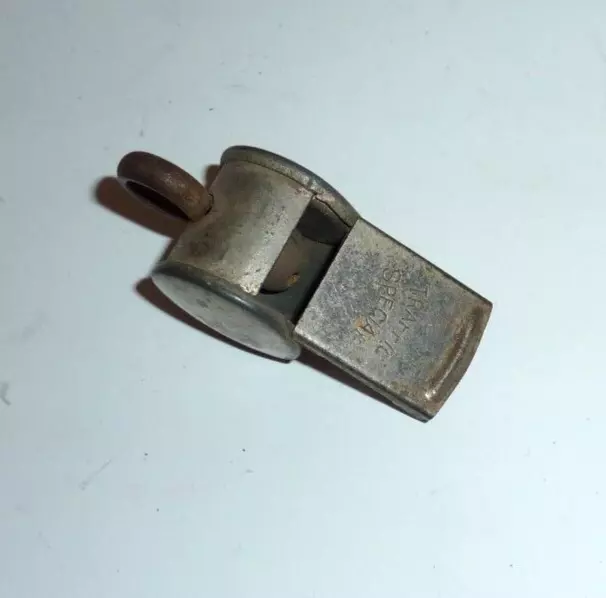 Police Special Traffic Blowing Whistle 2 Military Vintage Metal WORKS Old