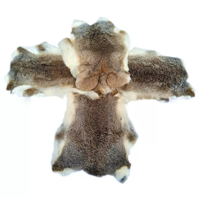 4PCS Natural Real Rabbit Skin Pelt Hide Animal Fur Leather Decor Craft Grade Tan
