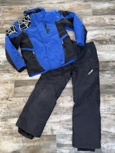 Spyder Jacket SnowPants Boys Size 12 blue Black Ski Winter Snowboarding Set Lot