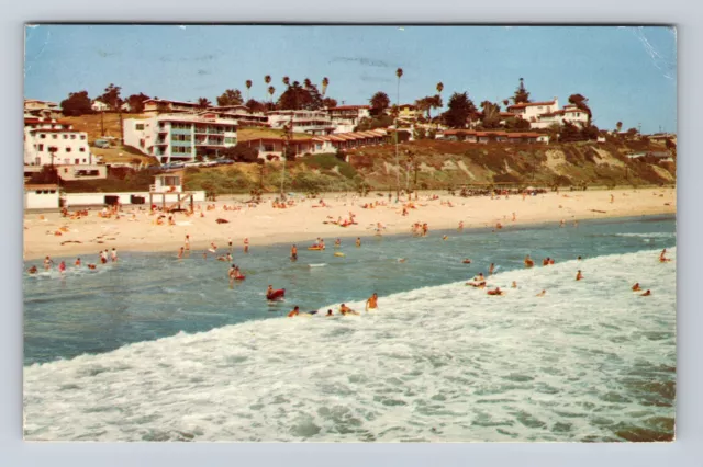 San Clemente CA-California, Scenic Beach, Swimming, Sunbathing, Vintage Postcard