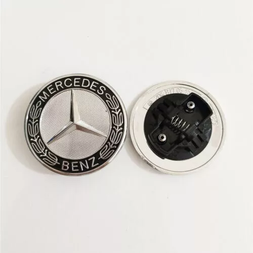 Mercedes Benz  Black & Silver Flat Front Hood Emblem AMG Badge Logo LAUREL OEM