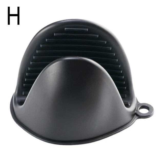 Black Silicone Pot Holders Mini Oven Mitt Kitchen Heat Resistant Fingers Grips