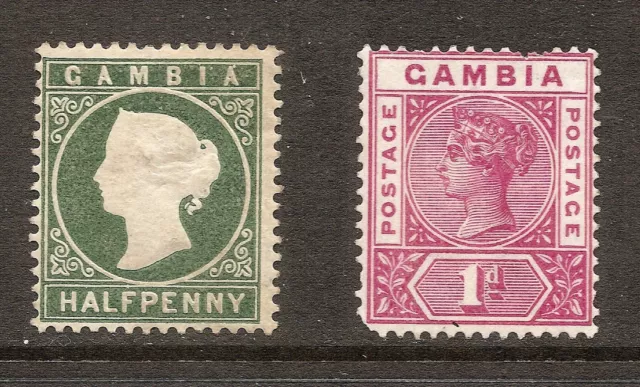 Gambia - 1887 & 1898  QV Definitives - Two different - Mounted & Un-mounted mint