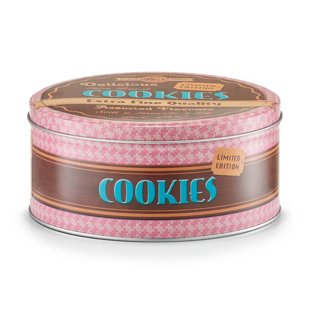 Zeller Vorratsdose "Cookies" aus Metall in Rosa/Braun, rund, Maße: Ø 17x8 cm