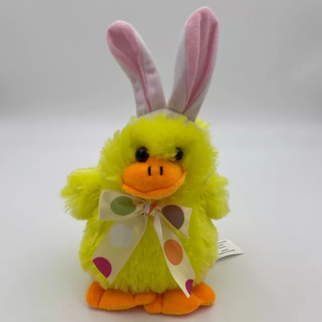 Easter Baby Chick Duck Plush with Bunny Rabbit Ears Yellow Spring Stuffed Animal