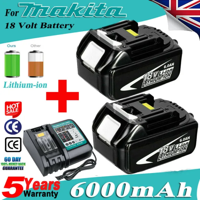 18V 6.0Ah Battery For Makita LXT Li-ion BL1860 BL1850 BL1830 Cordless Power Tool