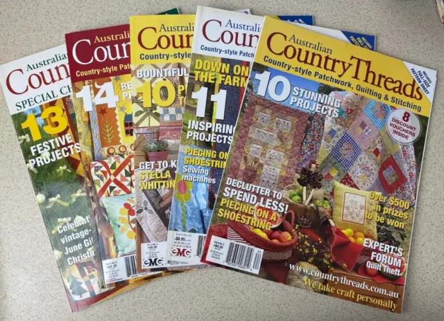 Country Threads Magazines X 5 Craft Projects Patterns Patchwork Stitching Quilts