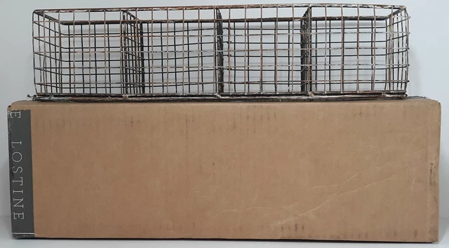 Lostine Metal Wire Basket 4 Compartments 18" X 4.5" X 4.5" Rustic Style