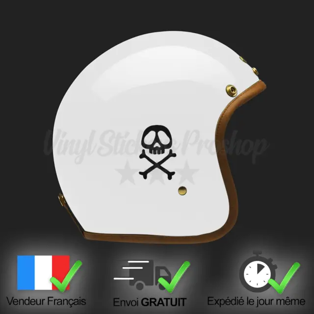 sticker PIRATE SKULL Noir Brillant 7 cm casque réservoir moto déco tuning