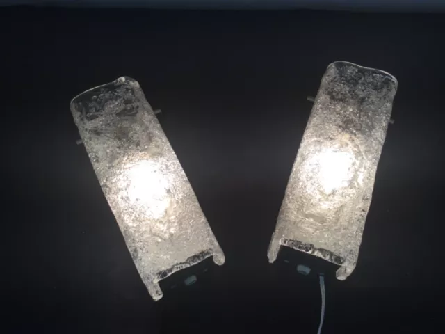 # Paire d applique murale italienne en verre de Murano « Ice »